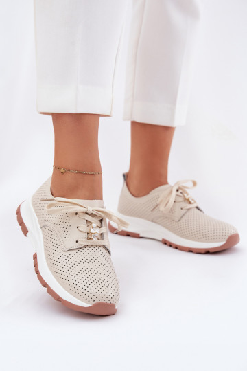 Leer schoenen Dames Z Przypinką Artiker 54C1811 beige 2