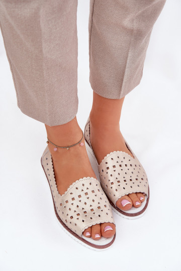 Leer OpengeInerkte ballerinas Z Odkrytymi Palcami S.Barski LR51-922 beige 2