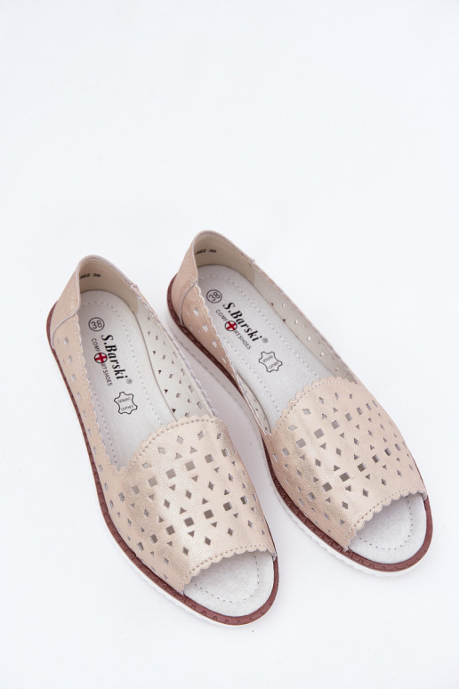 Leer OpengeInerkte ballerinas Z Odkrytymi Palcami S.Barski LR51-922 beige
