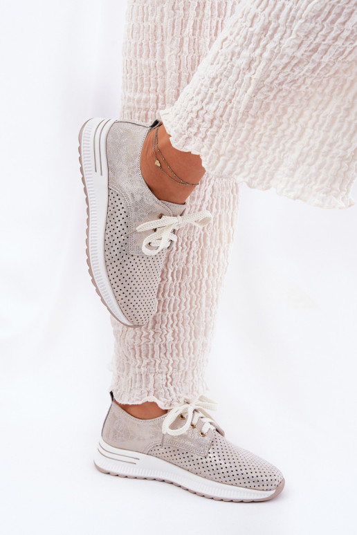 Leer Eenvoudig schoenen Dames met platform Artiker 56C2113 beige-gouden kleur Leer Eenvoudig schoenen Dames met platform Artiker 56C2113 beige-gouden kleur