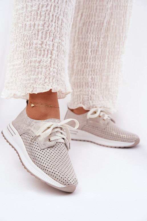 Leer Eenvoudig schoenen Dames met platform Artiker 56C2113 beige-gouden kleur Leer Eenvoudig schoenen Dames met platform Artiker 56C2113 beige-gouden kleur