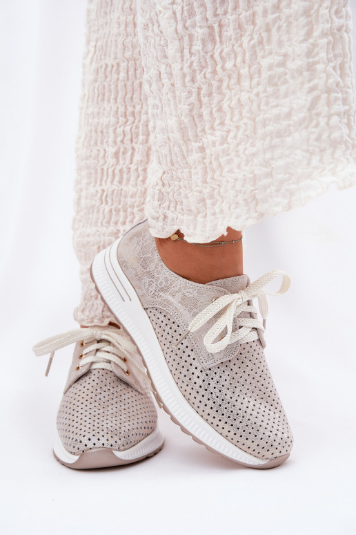 Leer Eenvoudig schoenen Dames met platform Artiker 56C2113 beige-gouden kleur Leer Eenvoudig schoenen Dames met platform Artiker 56C2113 beige-gouden kleur