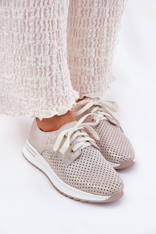 Leer Eenvoudig schoenen Dames met platform Artiker 56C2113 beige-gouden kleur Leer Eenvoudig schoenen Dames met platform Artiker 56C2113 beige-gouden kleur