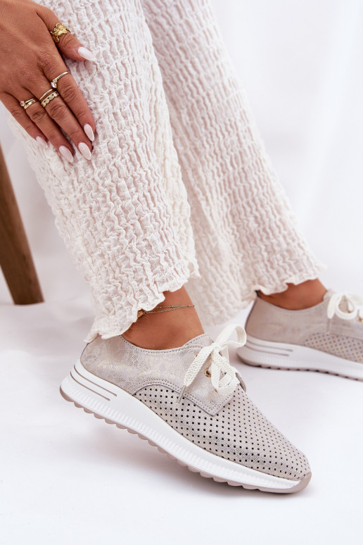 Leer Eenvoudig schoenen Dames met platform Artiker 56C2113 beige-gouden kleur Leer Eenvoudig schoenen Dames met platform Artiker 56C2113 beige-gouden kleur