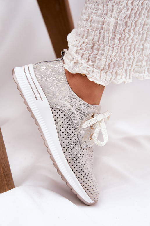 Leer Eenvoudig schoenen Dames met platform Artiker 56C2113 beige-gouden kleur Leer Eenvoudig schoenen Dames met platform Artiker 56C2113 beige-gouden kleur