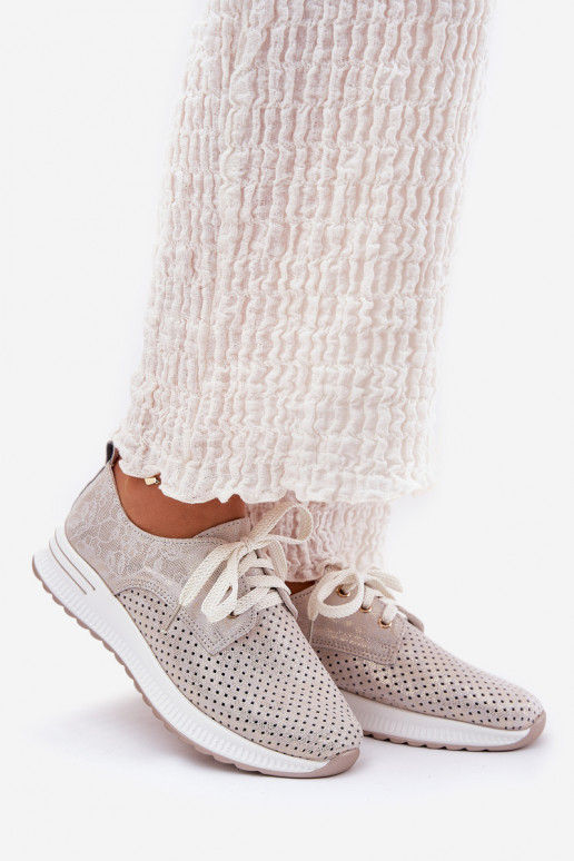 Leer Eenvoudig schoenen Dames met platform Artiker 56C2113 beige-gouden kleur Leer Eenvoudig schoenen Dames met platform Artiker 56C2113 beige-gouden kleur