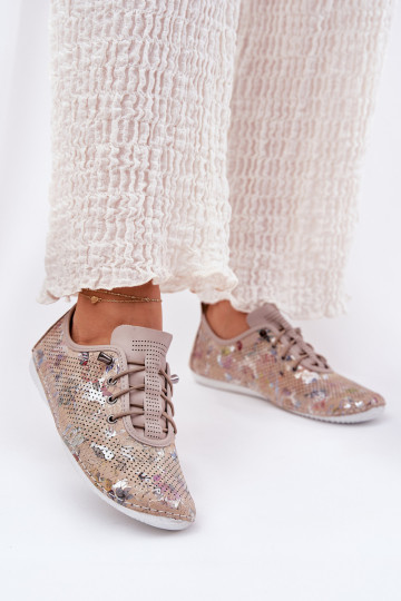 schoenen Dames Gemaakt van natuurlijk leer Met patroon Artiker 56C2689 beige