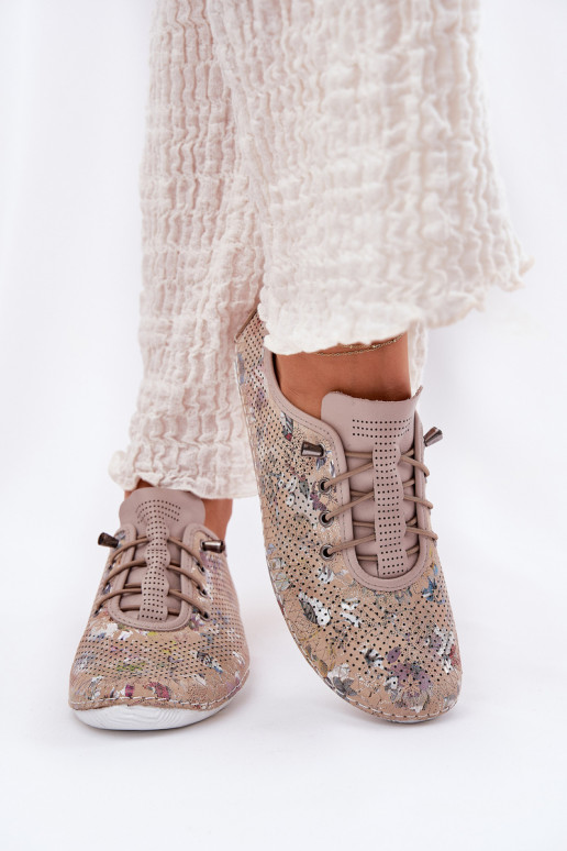 schoenen Dames Gemaakt van natuurlijk leer Met patroon Artiker 56C2689 beige