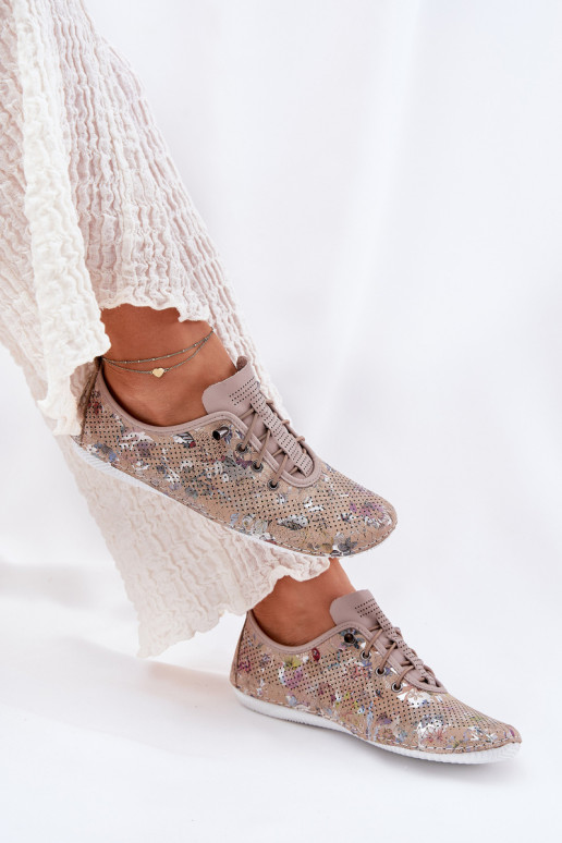 schoenen Dames Gemaakt van natuurlijk leer Met patroon Artiker 56C2689 beige