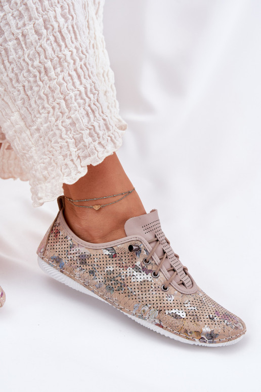 schoenen Dames Gemaakt van natuurlijk leer Met patroon Artiker 56C2689 beige