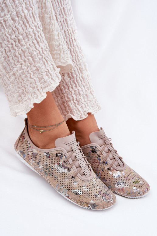 schoenen Dames Gemaakt van natuurlijk leer Met patroon Artiker 56C2689 beige