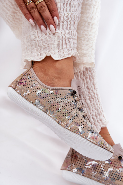 schoenen Dames Gemaakt van natuurlijk leer Met patroon Artiker 56C2689 beige