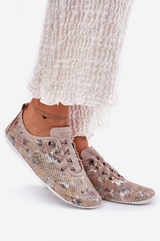 schoenen Dames Gemaakt van natuurlijk leer Met patroon Artiker 56C2689 beige