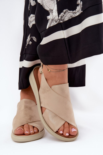 Dames sandalen van ecoleer gouden kleur Tosmelia