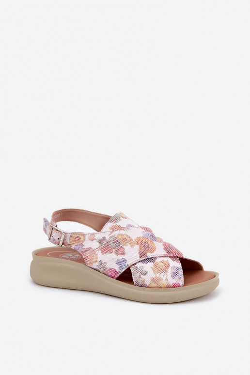 Dames sandalen van ecoleer met bloemen Verschillende kleuren Tosmelia