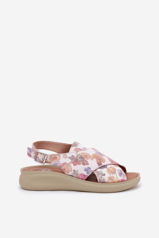 Dames sandalen van ecoleer met bloemen Verschillende kleuren Tosmelia