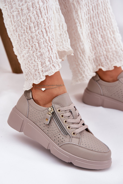 Leer sportschoenen Sneakers model schoenen met platform met ritssluitingen Vinceza 88019 beige Leer sportschoenen Sneakers model schoenen met platform met ritssluitingen Vinceza 88019 beige