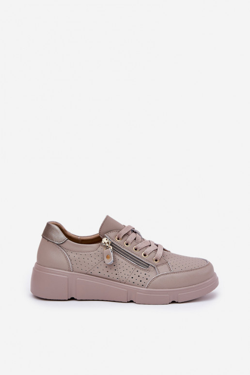 Leer sportschoenen Sneakers model schoenen met platform met ritssluitingen Vinceza 88019 beige Leer sportschoenen Sneakers model schoenen met platform met ritssluitingen Vinceza 88019 beige