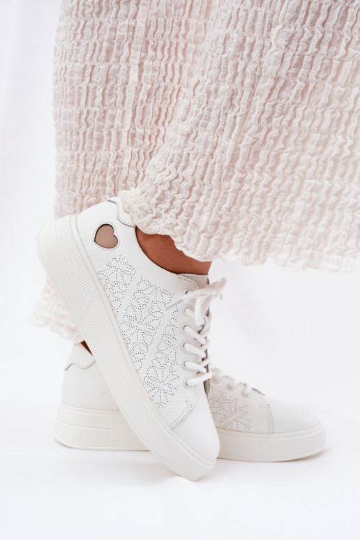 Leer Sneakers model schoenen Dames met platform Vinceza 88018 Initte kleur Leer Sneakers model schoenen Dames met platform Vinceza 88018 Initte kleur