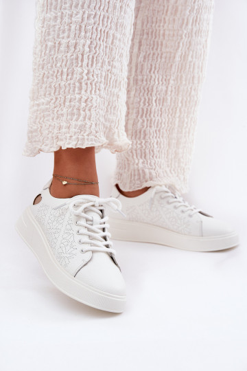 Leren witte sneakers met platform Vinceza 88018 2