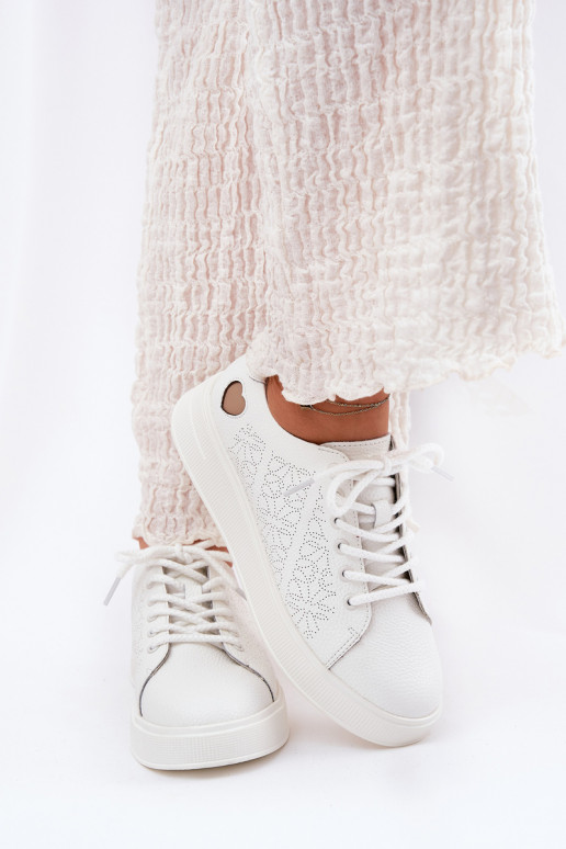 Leer Sneakers model schoenen Dames met platform Vinceza 88018 Initte kleur Leer Sneakers model schoenen Dames met platform Vinceza 88018 Initte kleur