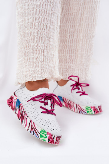 Leren witte sneakers met gestreepte zool Vinceza 88017 2