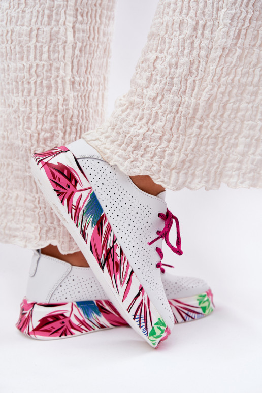 Leer Sneakers model schoenen Dames Op Met patroonj Platformie Vinceza 88017 Initte kleur