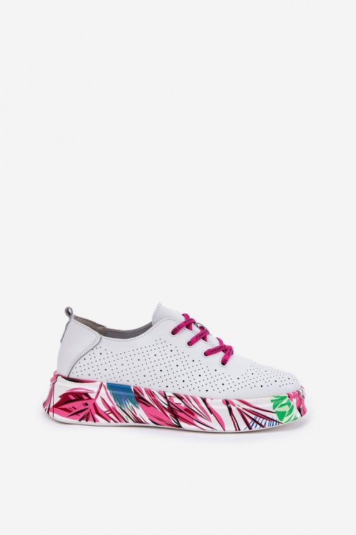 Leer Sneakers model schoenen Dames Op Met patroonj Platformie Vinceza 88017 Initte kleur