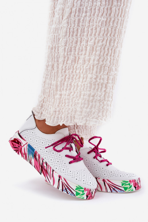 Leer Sneakers model schoenen Dames Op Met patroonj Platformie Vinceza 88017 Initte kleur