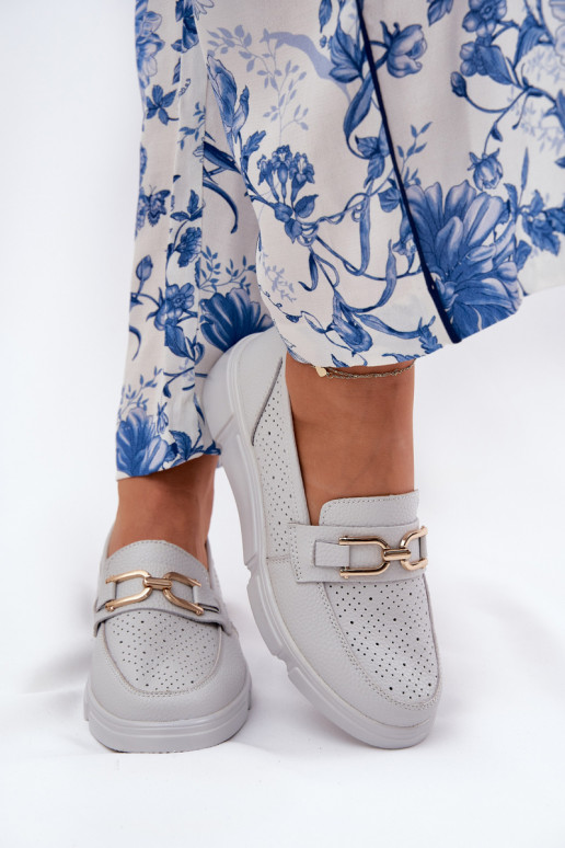 dames mocassins Leer Ze gouden kleurm Detalem Vinceza 88007 grijs dames mocassins Leer Ze gouden kleurm Detalem Vinceza 88007 grijs