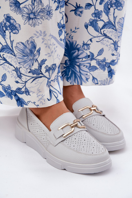 dames mocassins Leer Ze gouden kleurm Detalem Vinceza 88007 grijs dames mocassins Leer Ze gouden kleurm Detalem Vinceza 88007 grijs