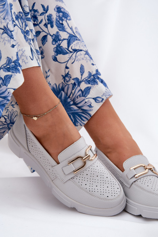 dames mocassins Leer Ze gouden kleurm Detalem Vinceza 88007 grijs dames mocassins Leer Ze gouden kleurm Detalem Vinceza 88007 grijs