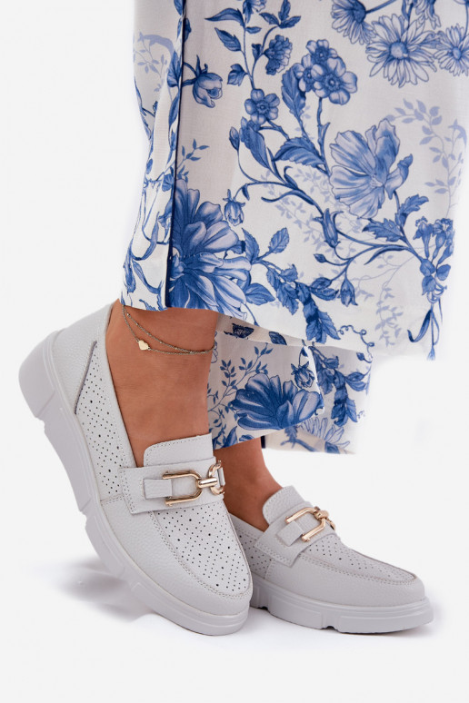 dames mocassins Leer Ze gouden kleurm Detalem Vinceza 88007 grijs dames mocassins Leer Ze gouden kleurm Detalem Vinceza 88007 grijs