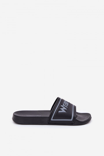 Heren zwarte slippers Wrangler Averell Slider Men Loin 20251042.25Y 2