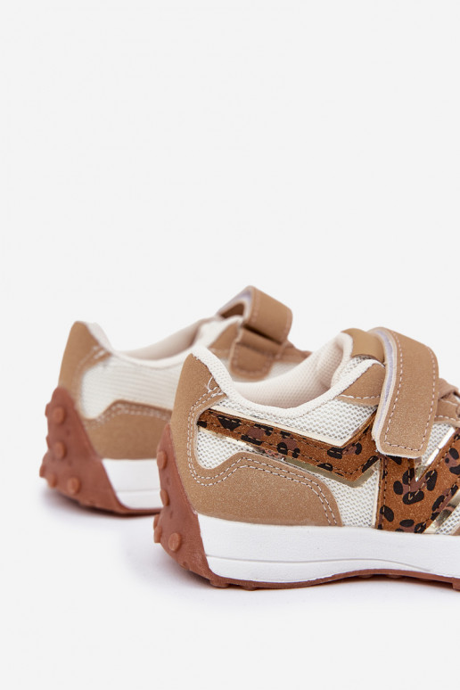 Sneakers model schoenen Kinderen met zelfklevende bevestigingsmiddelen met luipaardbontpatronen beige Tezzu