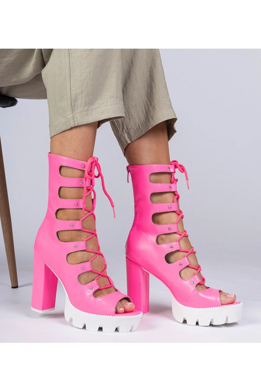 Roze dames laarzen met hoge hak en...
