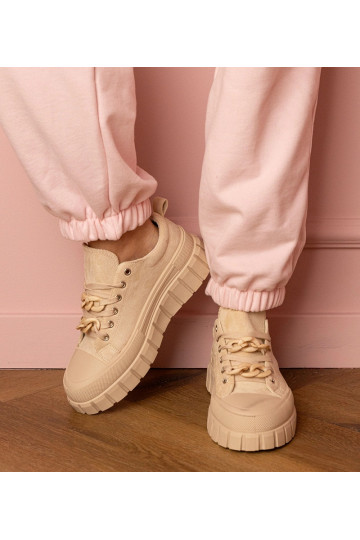 Zandkleurige dames sneakers...