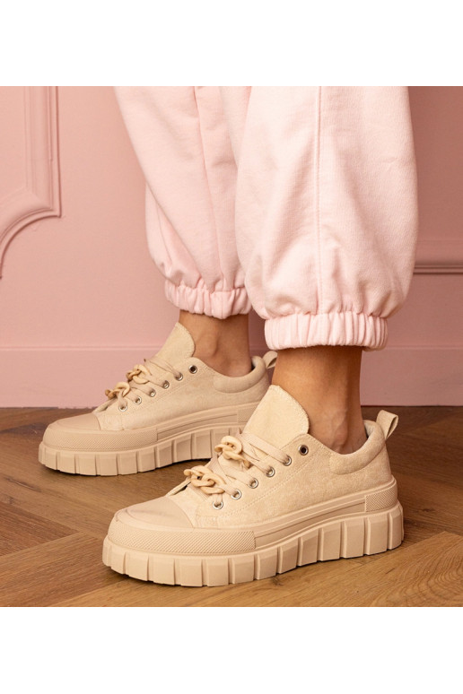 Zandkleurige dames sneakers Kesium