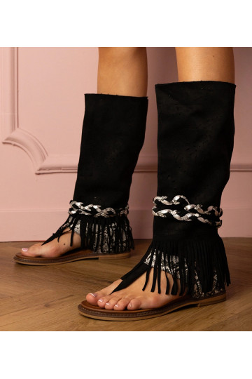 Zwarte dames sandalen met...