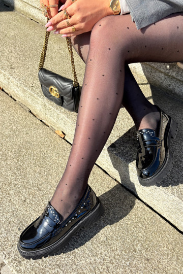 Dames mocassins met lak effect Met decoratie zwart Įjungtallae 2