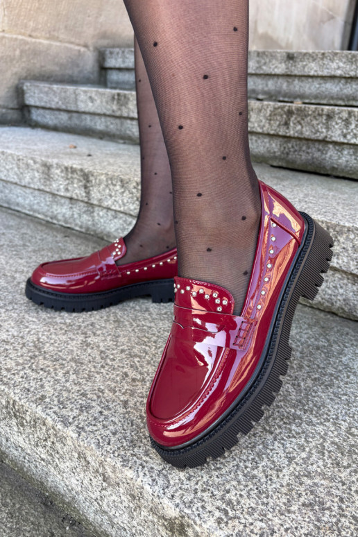 Dames mocassins met lak effect Met decoratie bordeaux Įjungtallae