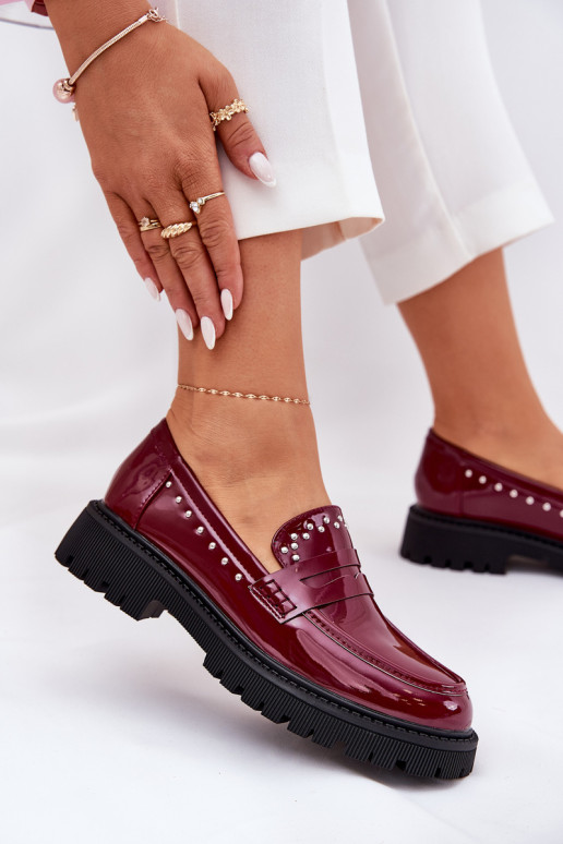 Dames mocassins met lak effect Met decoratie bordeaux Įjungtallae