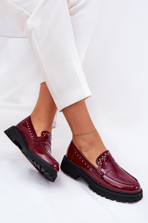 Dames mocassins met lak effect Met decoratie bordeaux Įjungtallae