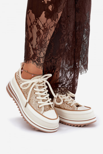 Casual schoenen met platform S.Barski BF51-101 zandkleur