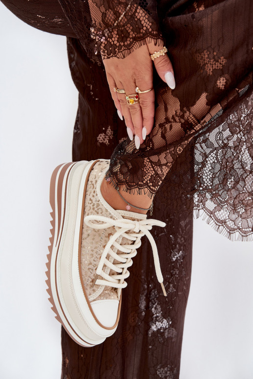 Casual schoenen met platform S.Barski BF51-101 zandkleur Casual schoenen met platform S.Barski BF51-101 zandkleur