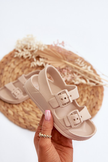 Kinder slippers in zandkleur met gesp Big Star NN374544 2
