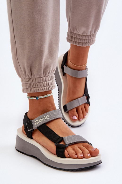 Dames sandalen met platform I Koturnie Big Star NN274A054 grijs Dames sandalen met platform I Koturnie Big Star NN274A054 grijs