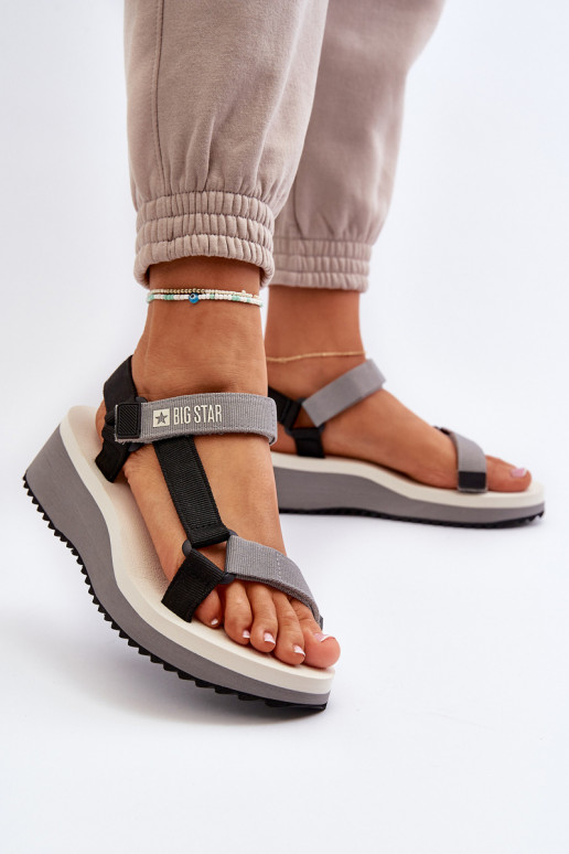 Dames sandalen met platform I Koturnie Big Star NN274A054 grijs Dames sandalen met platform I Koturnie Big Star NN274A054 grijs