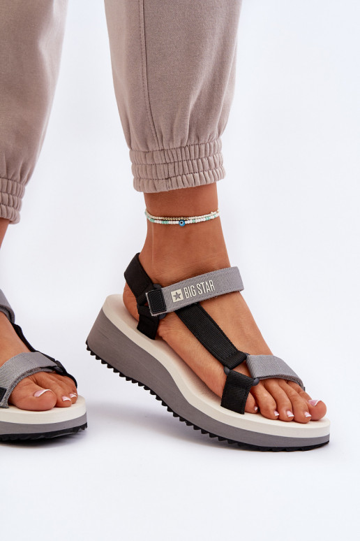 Dames sandalen met platform I Koturnie Big Star NN274A054 grijs Dames sandalen met platform I Koturnie Big Star NN274A054 grijs