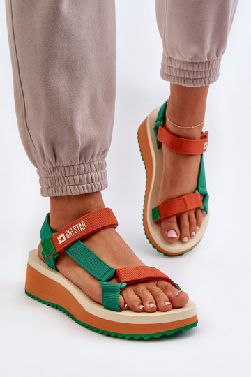Dames sandalen met platform I Koturnie Big Star NN274A053 groente-oranje 2
